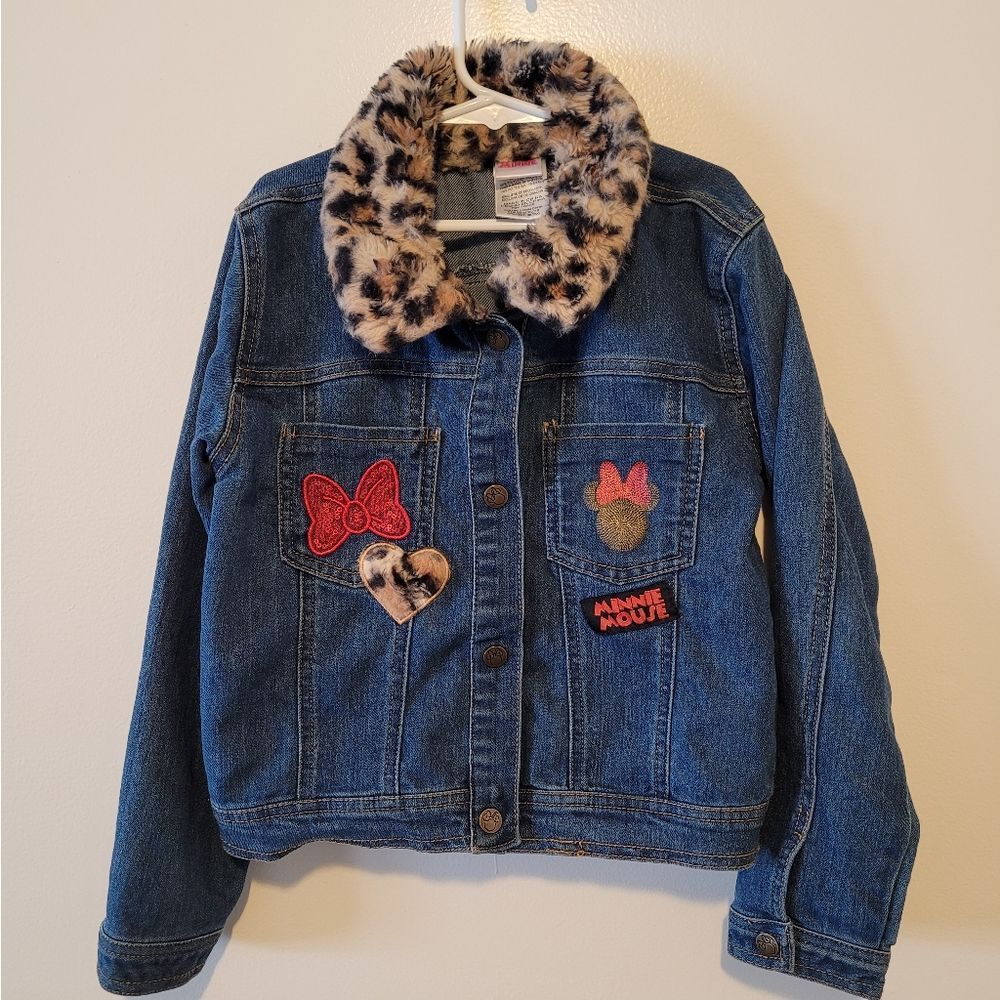 Disiney Kids Denim Jacket with Leopard Collar
